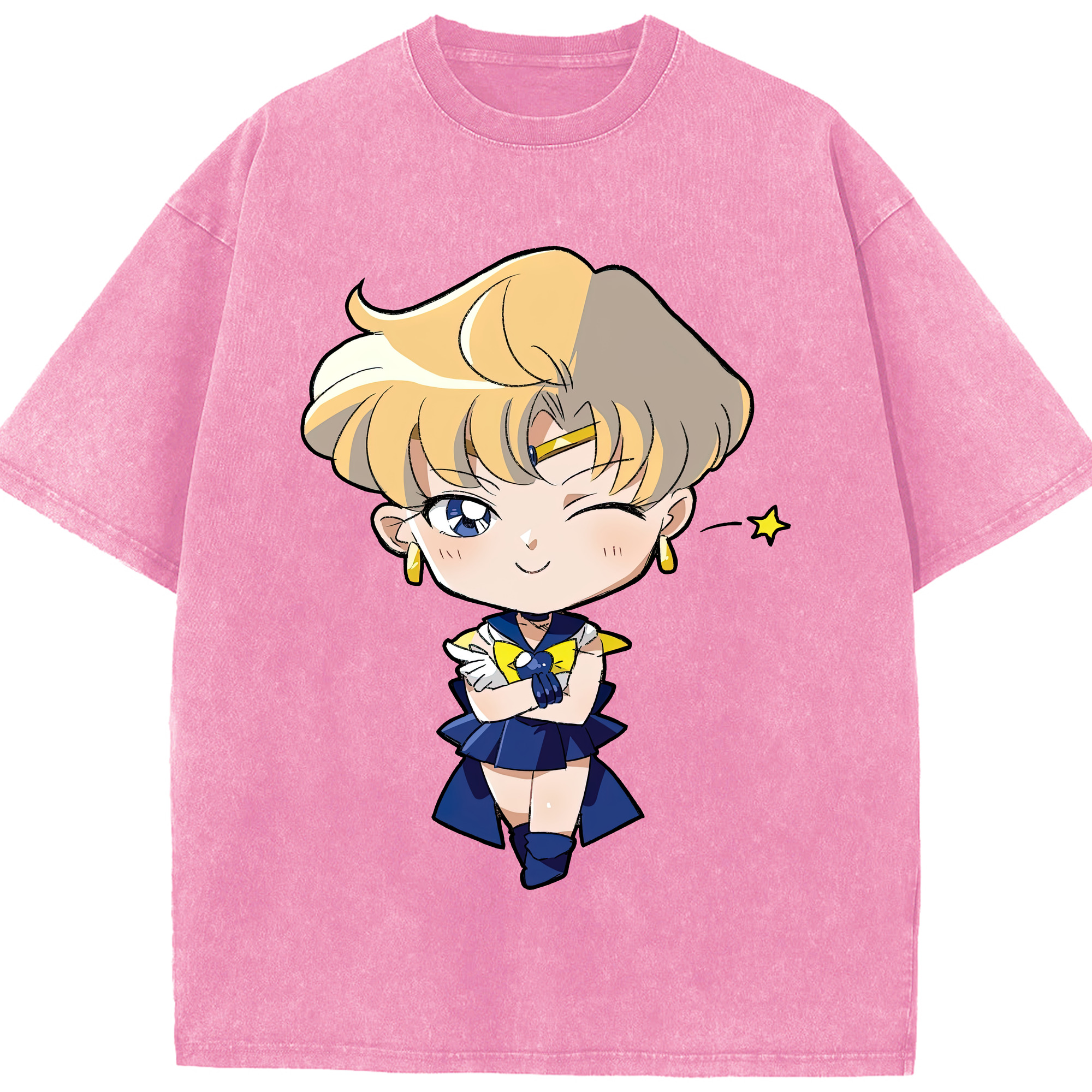 （画像用） 美少女戦士セーラームーン 天王はるか Sailor Moon Tenoh Haruka 綿100% ヴィンテージ風 半袖Tシャツ（フロントプリント）